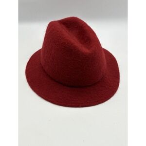 Red Mahara Mohair 75% Wool Fedora Indented Crown Short Brim